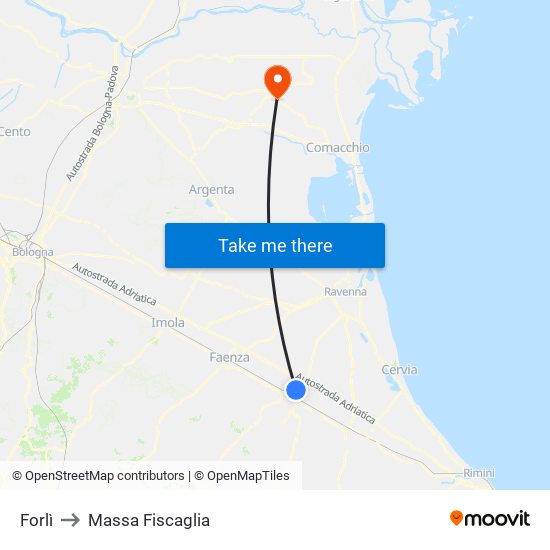 Forlì to Massa Fiscaglia map