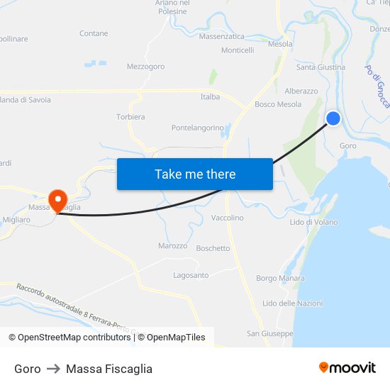 Goro to Massa Fiscaglia map