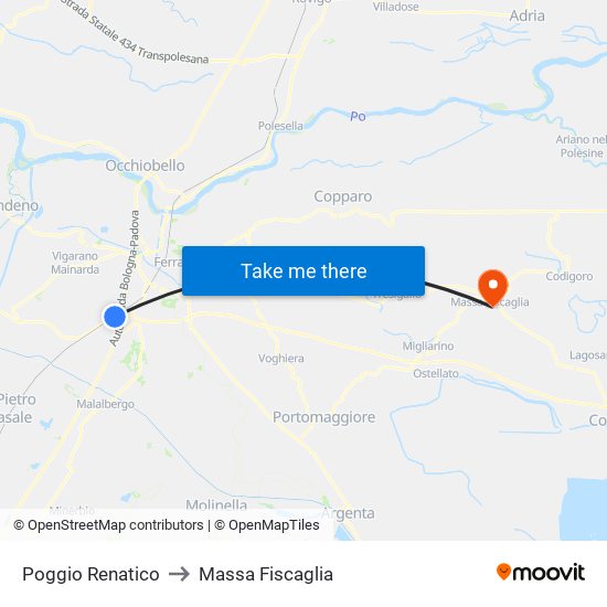 Poggio Renatico to Massa Fiscaglia map