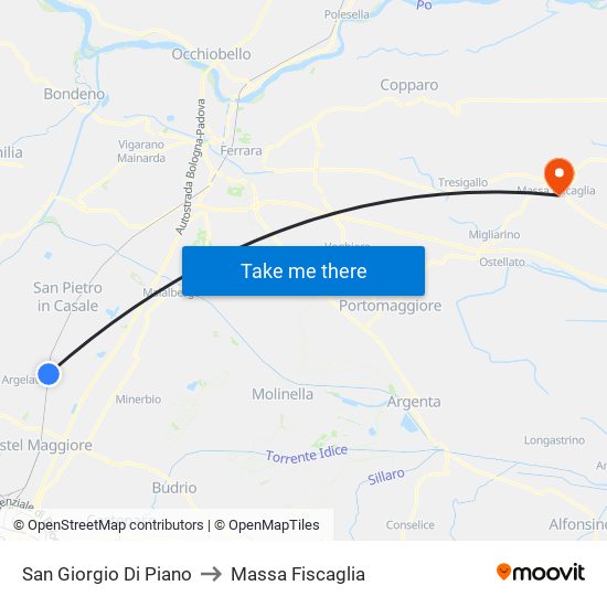 San Giorgio Di Piano to Massa Fiscaglia map