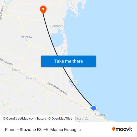 Rimini - Stazione FS to Massa Fiscaglia map