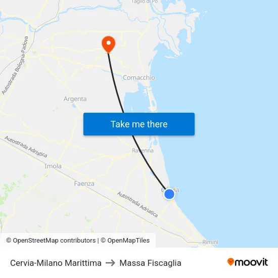 Cervia-Milano Marittima to Massa Fiscaglia map