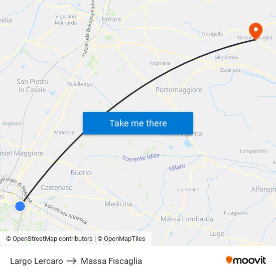 Largo Lercaro to Massa Fiscaglia map