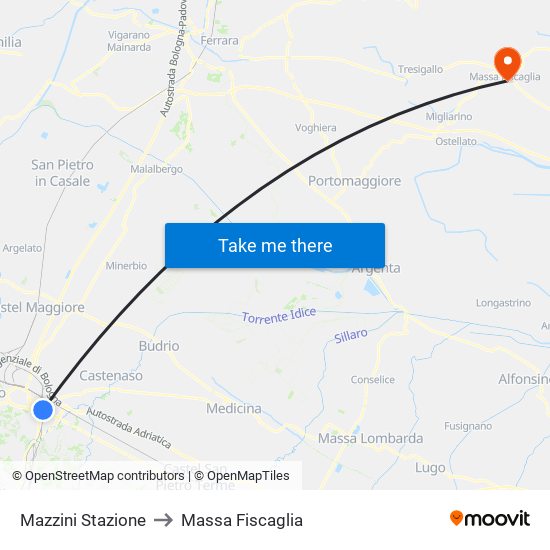 Mazzini Stazione to Massa Fiscaglia map