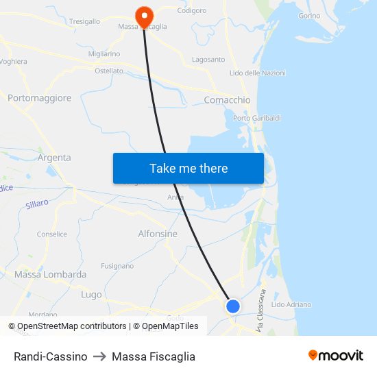 Randi-Cassino to Massa Fiscaglia map