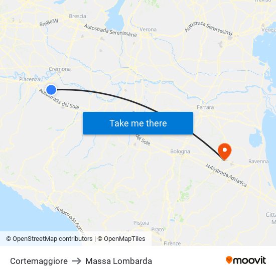 Cortemaggiore to Massa Lombarda map