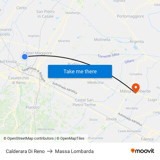 Calderara Di Reno to Massa Lombarda map