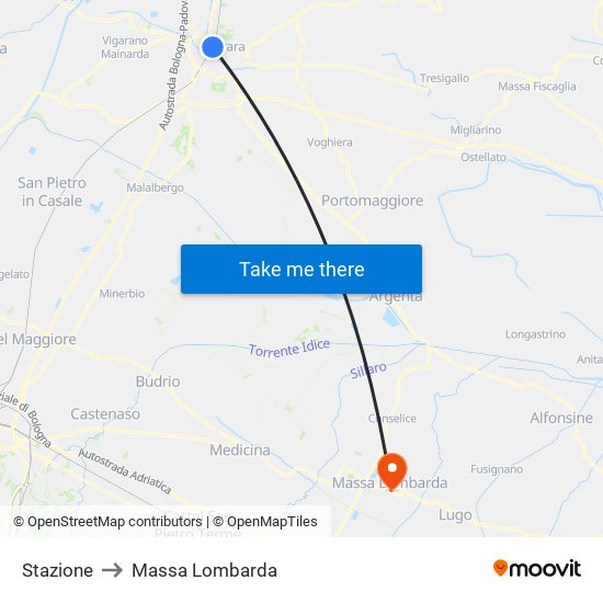 Stazione to Massa Lombarda map