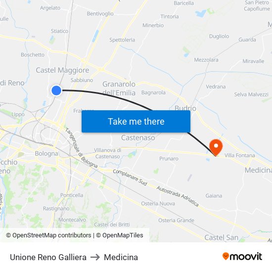 Unione Reno Galliera to Medicina map