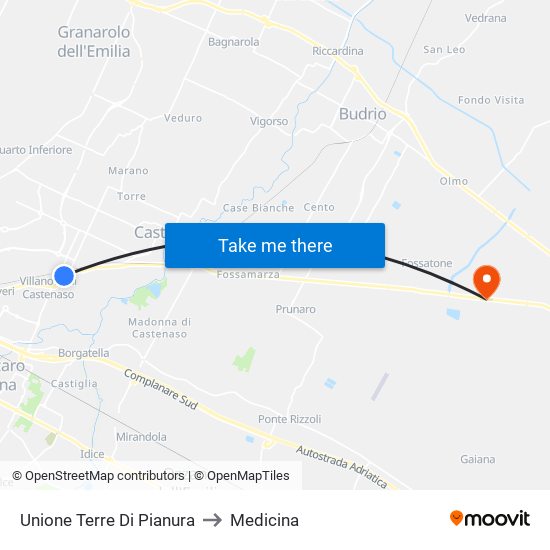 Unione Terre Di Pianura to Medicina map