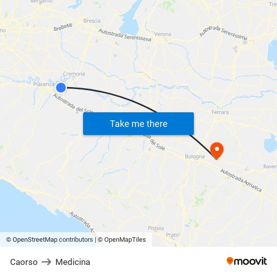 Caorso to Medicina map