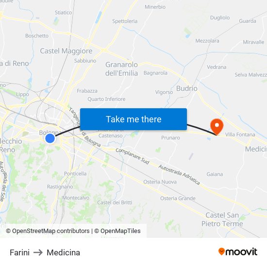 Farini to Medicina map