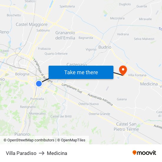 Villa Paradiso to Medicina map