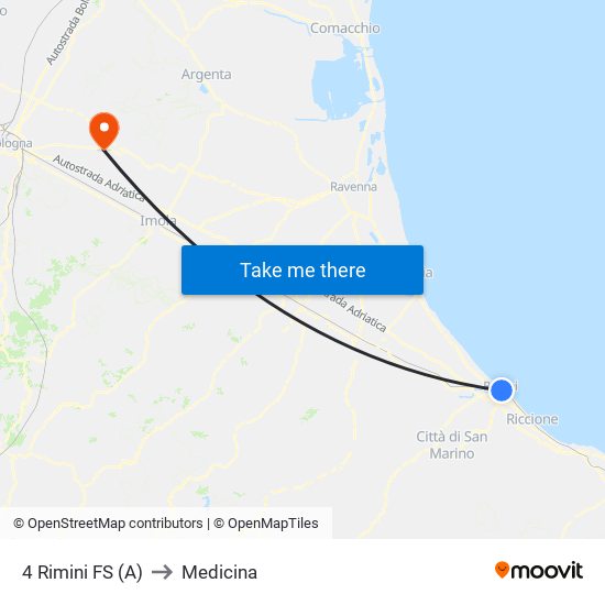 4 Rimini FS (A) to Medicina map