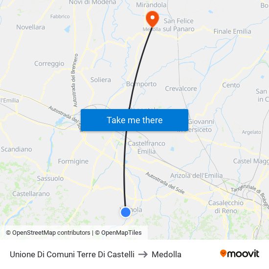 Unione Di Comuni Terre Di Castelli to Medolla map
