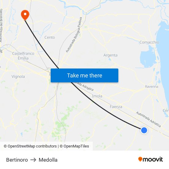 Bertinoro to Medolla map