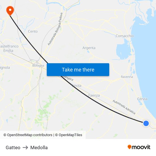 Gatteo to Medolla map
