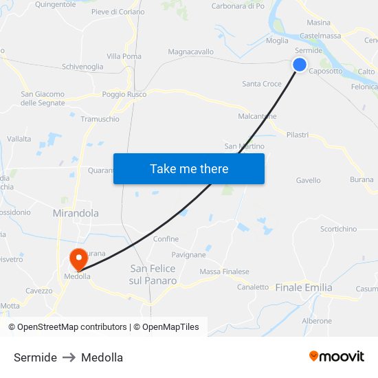 Sermide to Medolla map