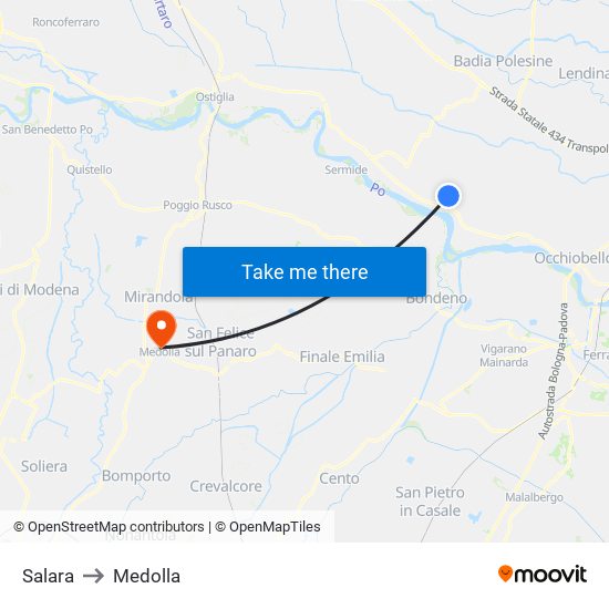 Salara to Medolla map