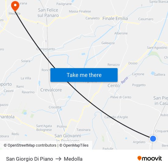 San Giorgio Di Piano to Medolla map