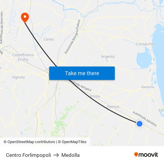 Centro Forlimpopoli to Medolla map
