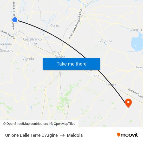 Unione Delle Terre D'Argine to Meldola map