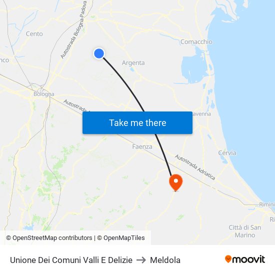 Unione Dei Comuni Valli E Delizie to Meldola map