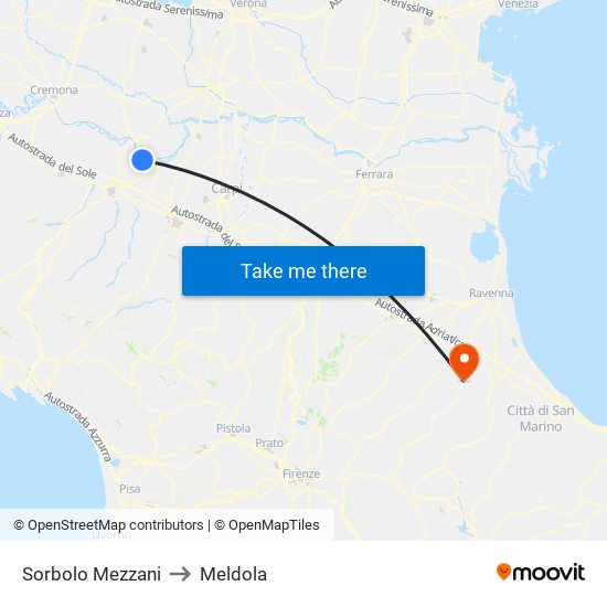Sorbolo Mezzani to Meldola map