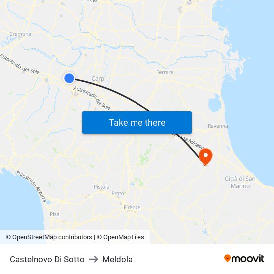 Castelnovo Di Sotto to Meldola map