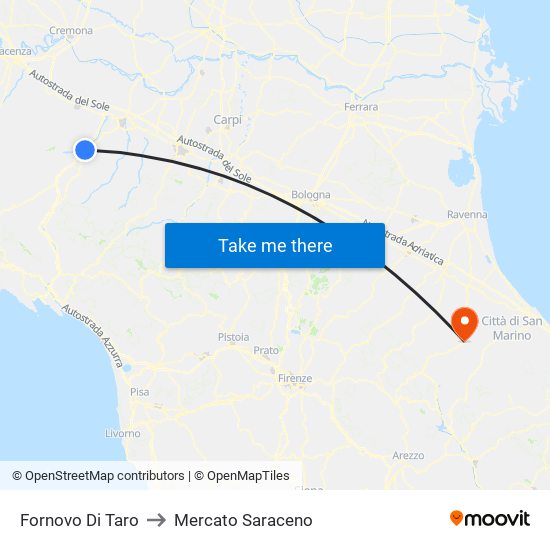 Fornovo Di Taro to Mercato Saraceno map