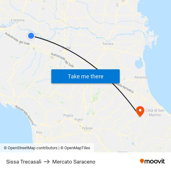 Sissa Trecasali to Mercato Saraceno map