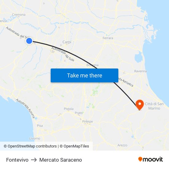 Fontevivo to Mercato Saraceno map