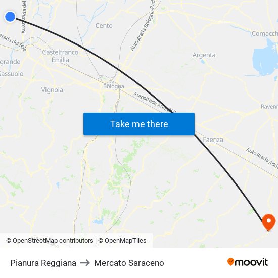 Pianura Reggiana to Mercato Saraceno map