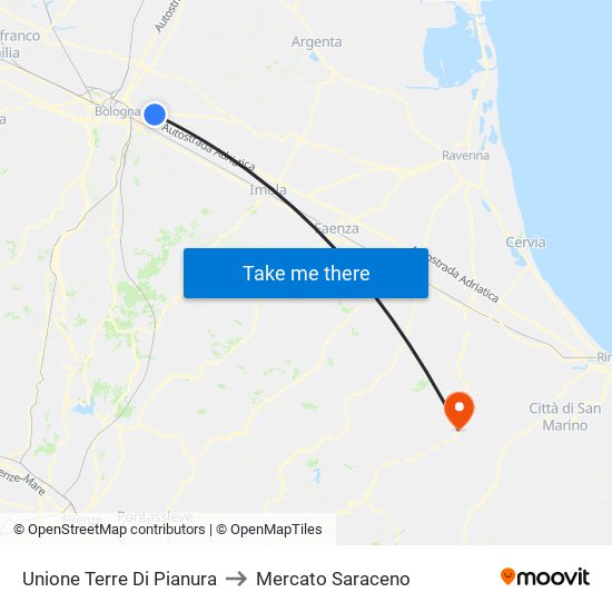 Unione Terre Di Pianura to Mercato Saraceno map