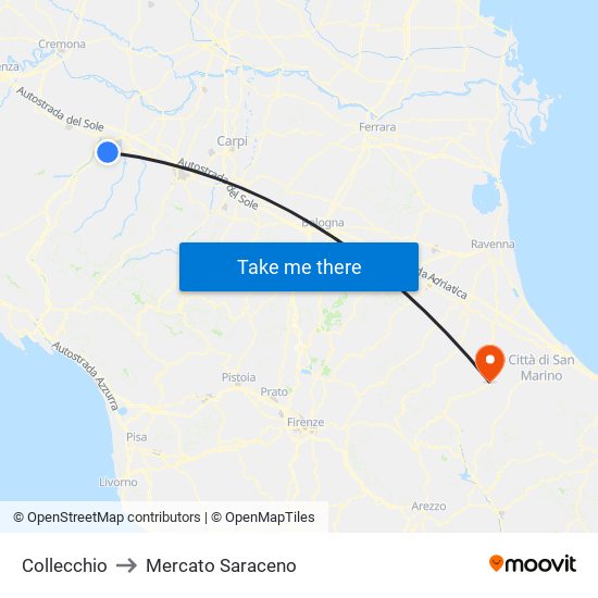 Collecchio to Mercato Saraceno map