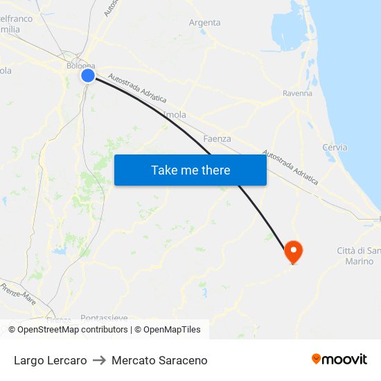 Largo Lercaro to Mercato Saraceno map