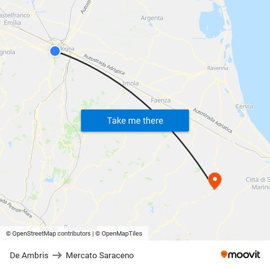 De Ambris to Mercato Saraceno map