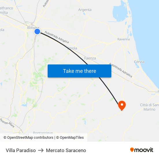 Villa Paradiso to Mercato Saraceno map
