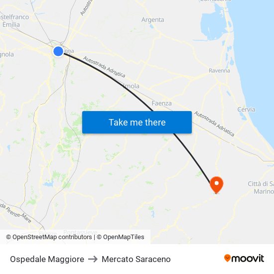 Ospedale Maggiore to Mercato Saraceno map