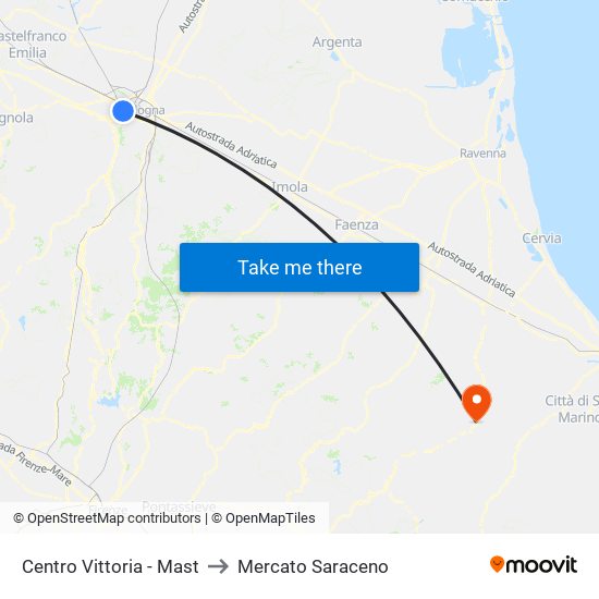 Centro Vittoria - Mast to Mercato Saraceno map