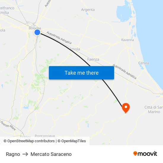 Ragno to Mercato Saraceno map