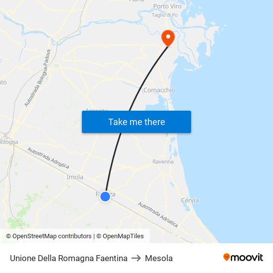 Unione Della Romagna Faentina to Mesola map