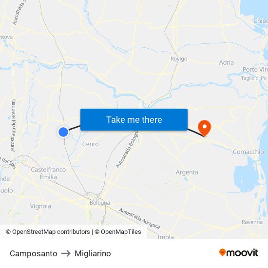 Camposanto to Migliarino map