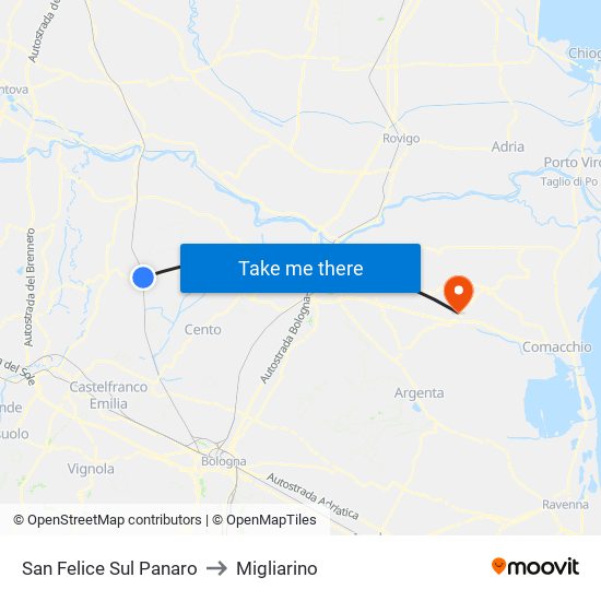 San Felice Sul Panaro to Migliarino map