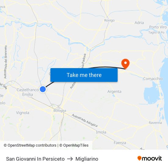 San Giovanni In Persiceto to Migliarino map