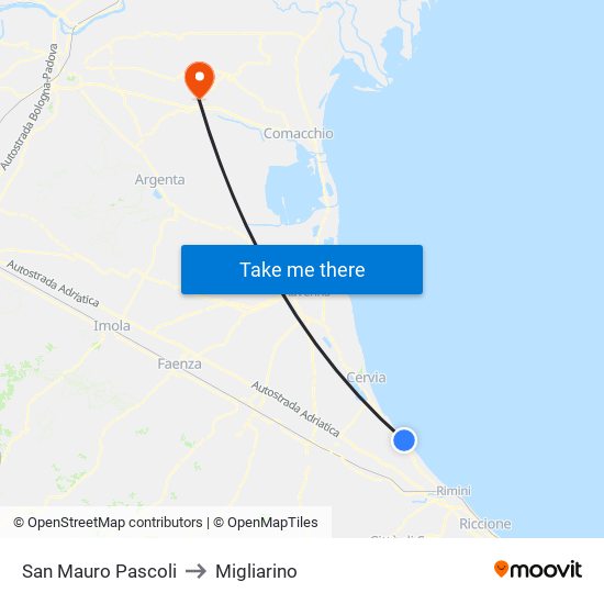 San Mauro Pascoli to Migliarino map