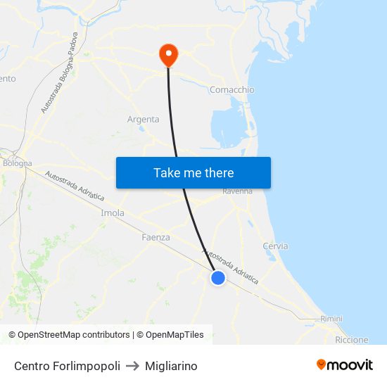 Centro Forlimpopoli to Migliarino map
