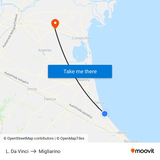 L. Da Vinci to Migliarino map