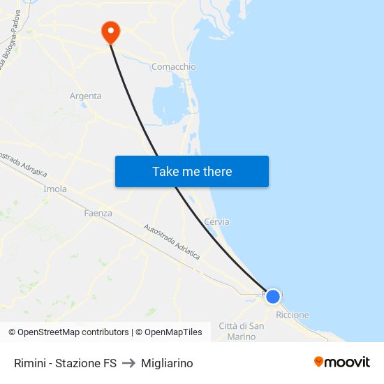 Rimini - Stazione FS to Migliarino map