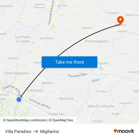 Villa Paradiso to Migliarino map